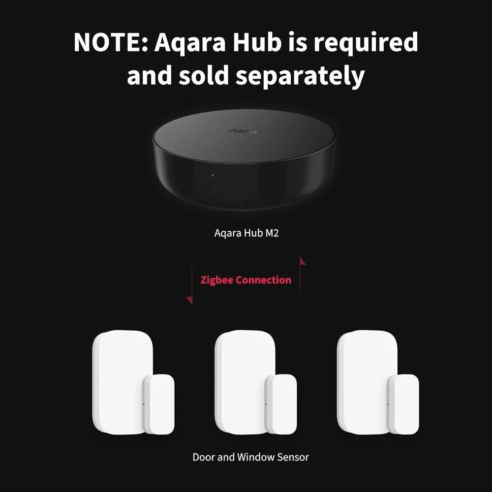 Aqara - Paquete de 3 sensores Zigbee de puerta y ventana, sensor inalámbrico mini para automatización y seguridad
