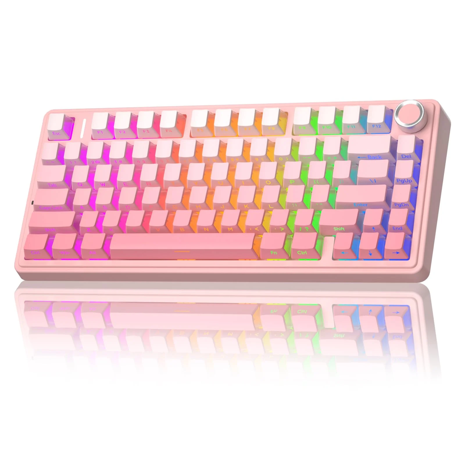 Teclado mecánico Aula F75 Pro inalámbrico 75% silencioso rosa
