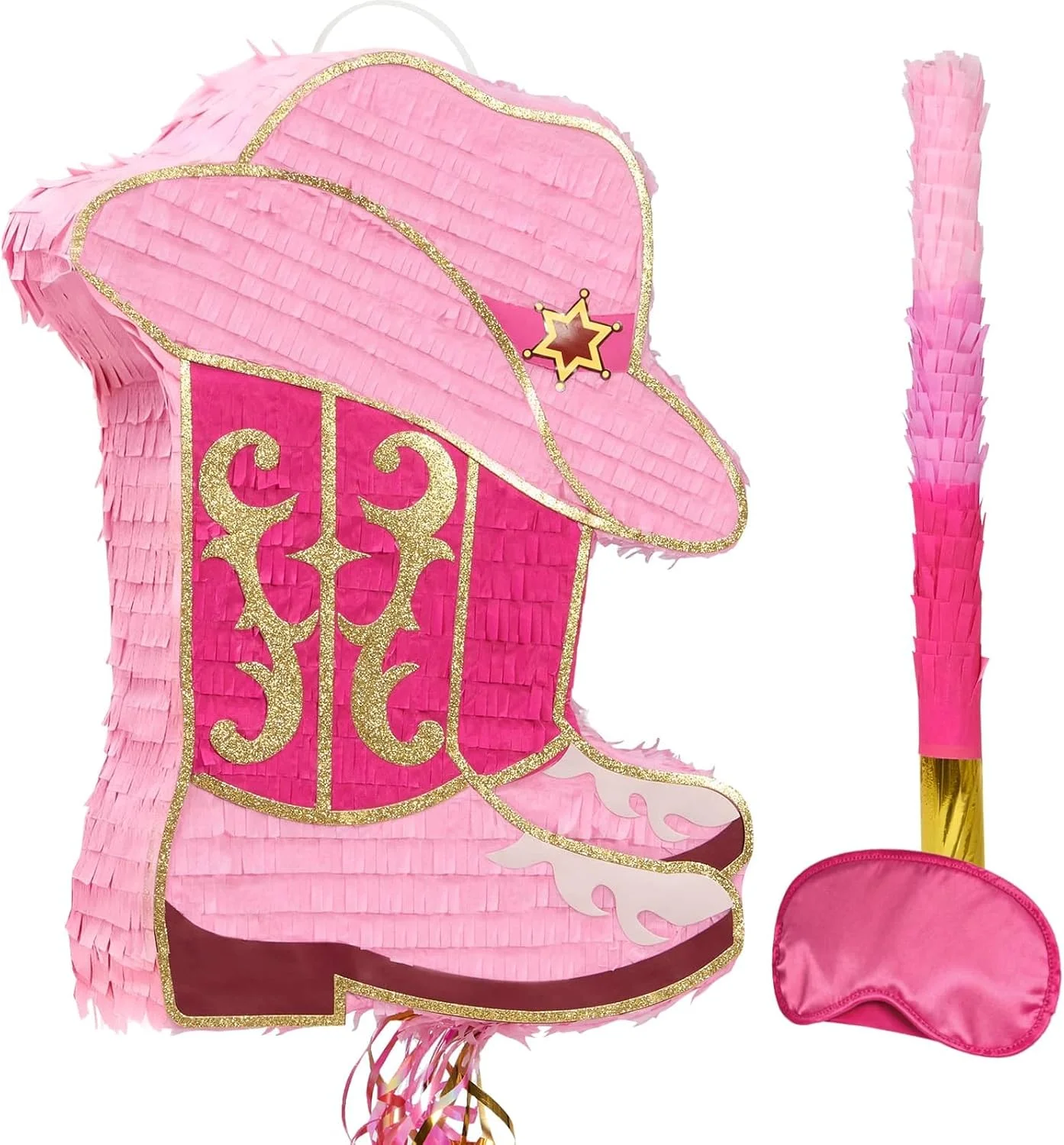 Piñata Bota Vaquera Wernnsai Rosa Decoración Fiesta Occidental