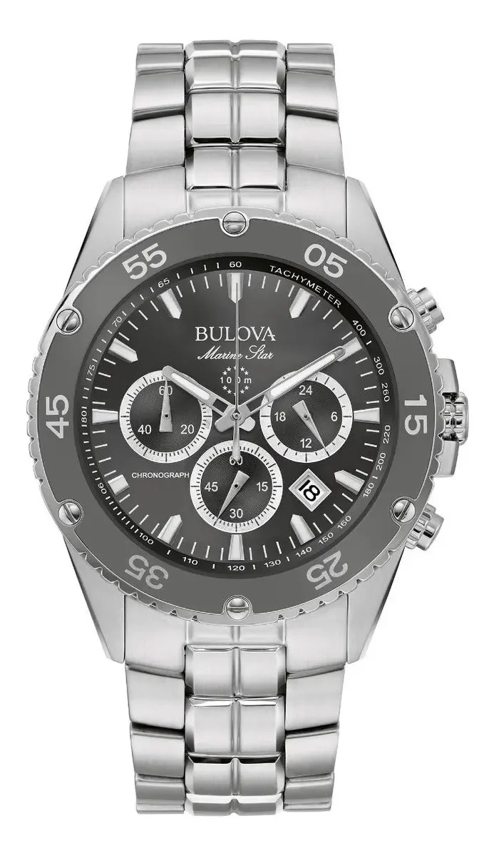 Bulova Marine Star 98B401 Men's Chronograph Quartz Black Dial Watch 41.5mm