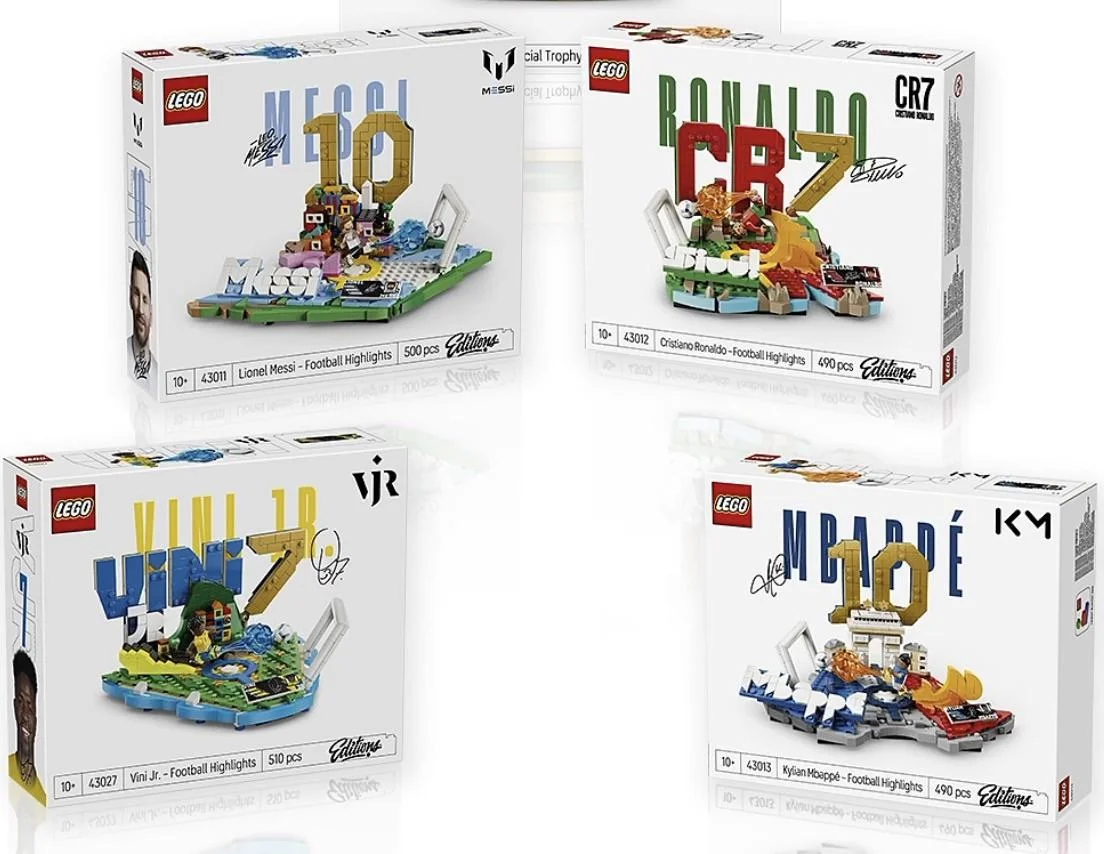 Pack Leyendas del futbol (LEGO Lionel Messi + Lego Cristiano Ronaldo + LEGO Kylian Mbappe + Lego Vinicius Junior)