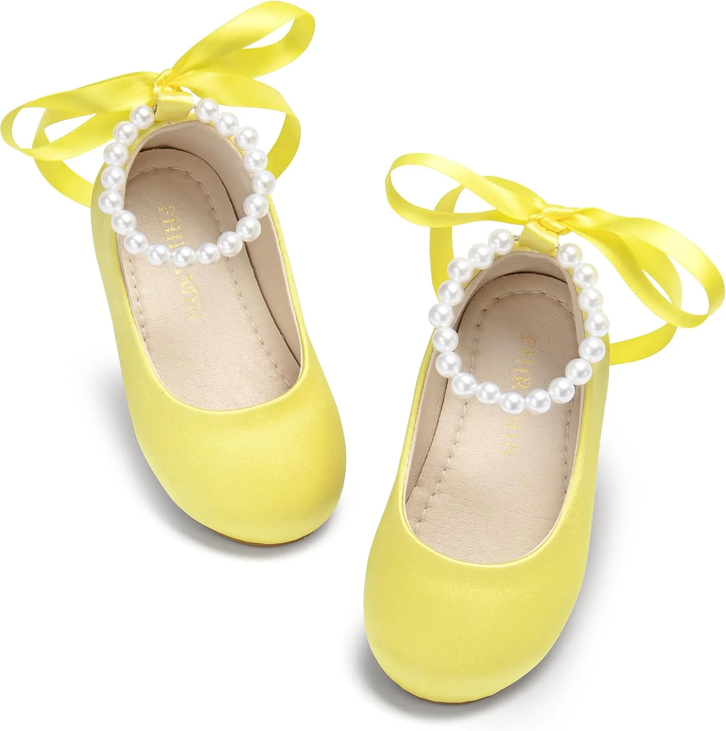 Zapatos de ballet Phiramin para niña con correa de perla