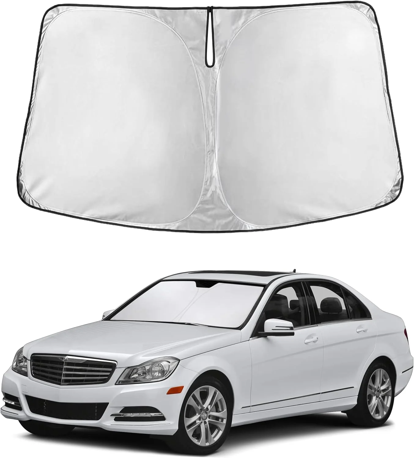 Parasol para parabrisas EcoNour compatible con Mercedes Benz Clase C 2008-2014