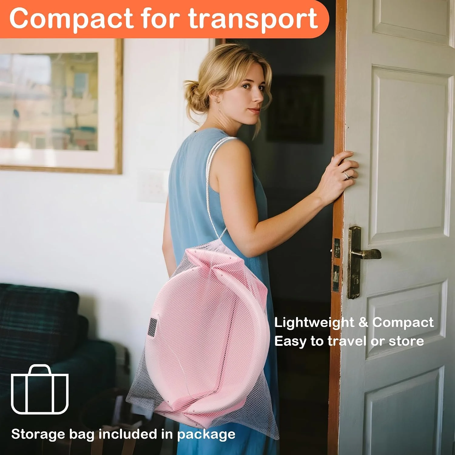 Spluvvly Bañera Plegable Grande para Bebé con Termómetro y Cojín Rosada