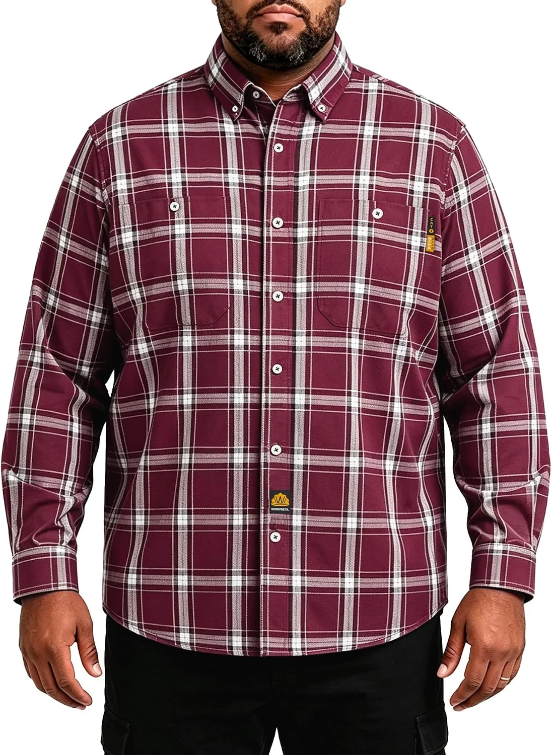 Camisa de trabajo resistente al fuego Workweya cuadros 6.5oz algodón 100%