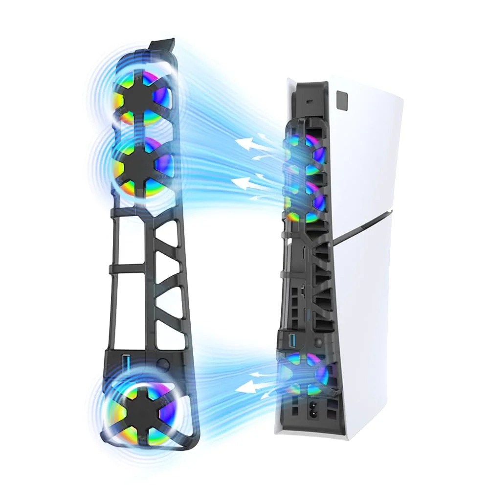 Ventilador de enfriamiento SOTY para PS5 Slim con control automático de temperatura e iluminación RGB