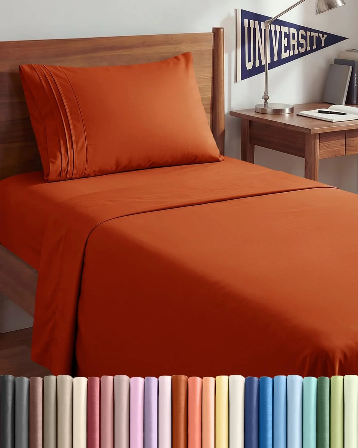 Juego de sábanas Twin XL 3 piezas microfibra terracota