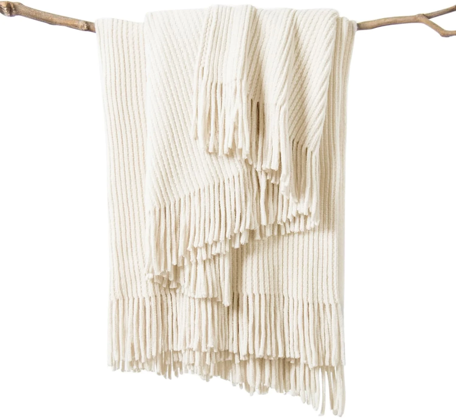 Manta Lifein Chenille Tejida 50x60 pulgadas Blanco Roto
