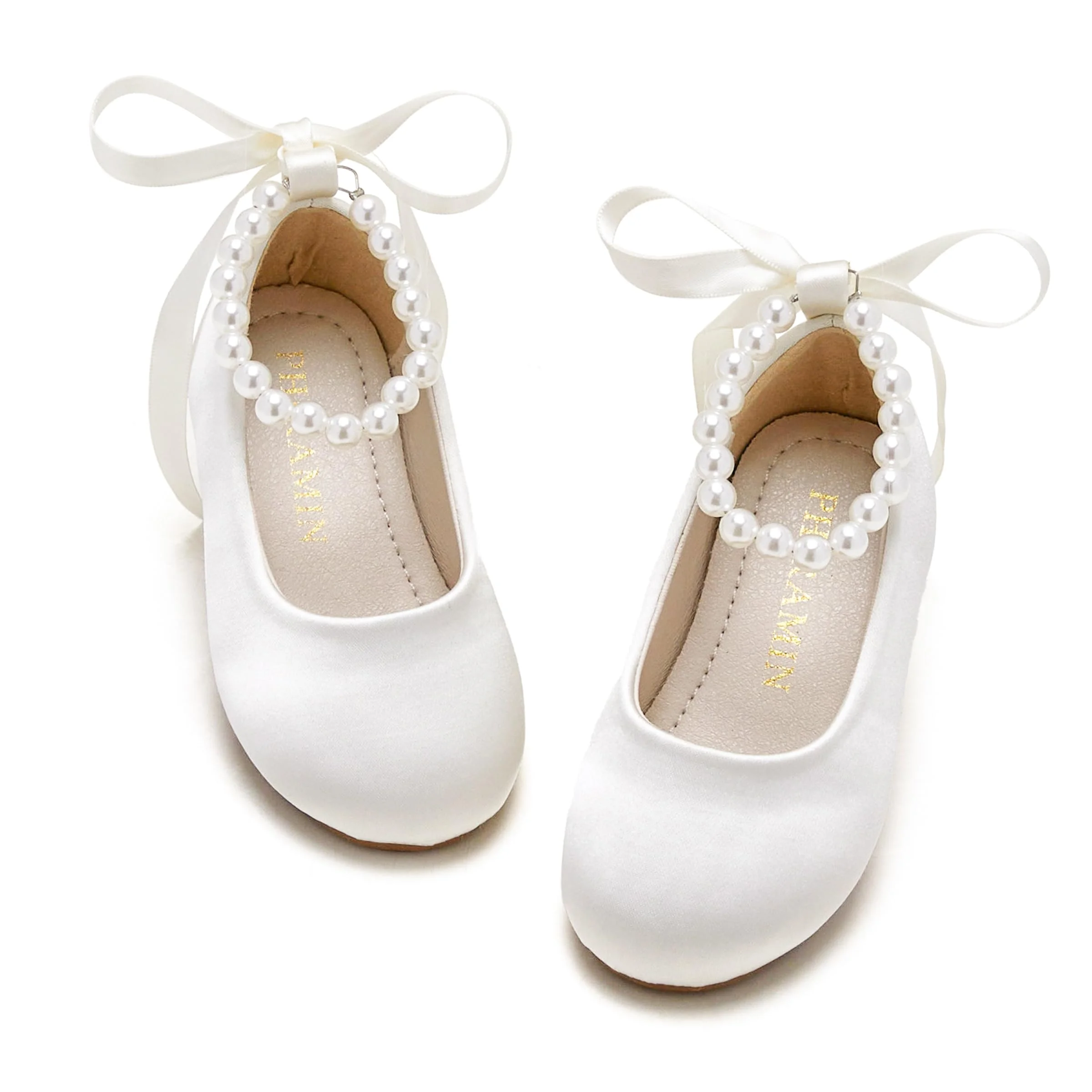 Zapatos de ballet Phiramin para niña con correa de perla