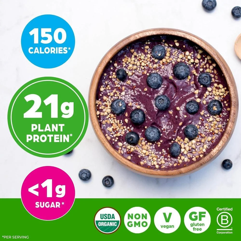 Proteína vegetal orgánica vegana orgain, sin lactosa, sin gluten, sin soya, sin OMG, ideal para batidos y mezclas