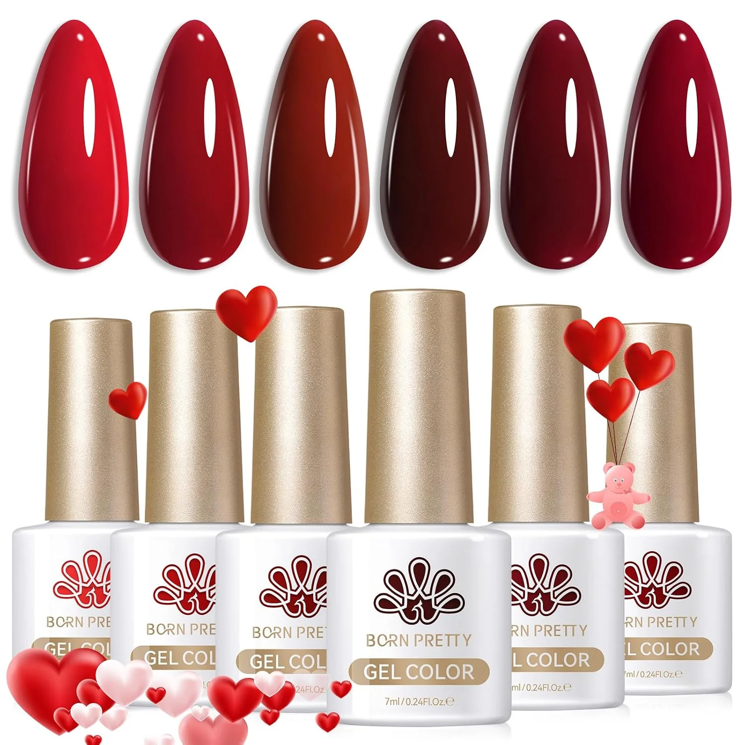 Esmalte de Uñas Gel Born Pretty Rojo Oscuro Burdeo 7ml