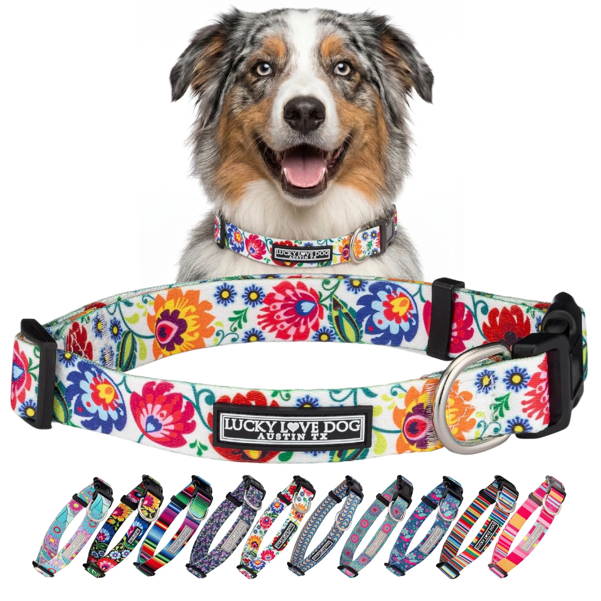 Collar ajustable Lucky Love Dog para perros medianos Mariquita