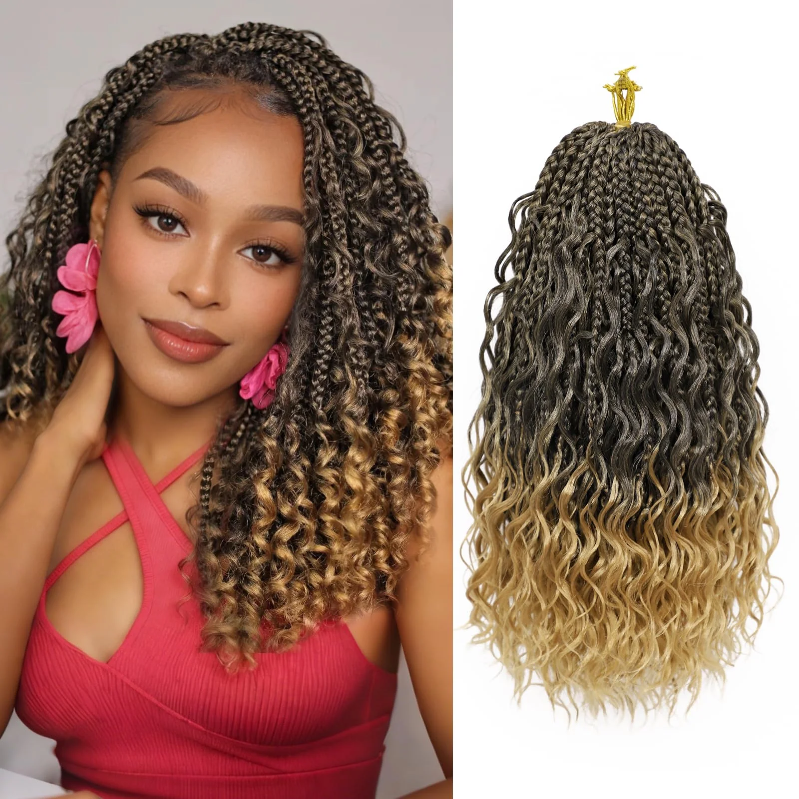 Extensiones de cabello crochet Mairead Goddess Box Braids 12 pulgadas