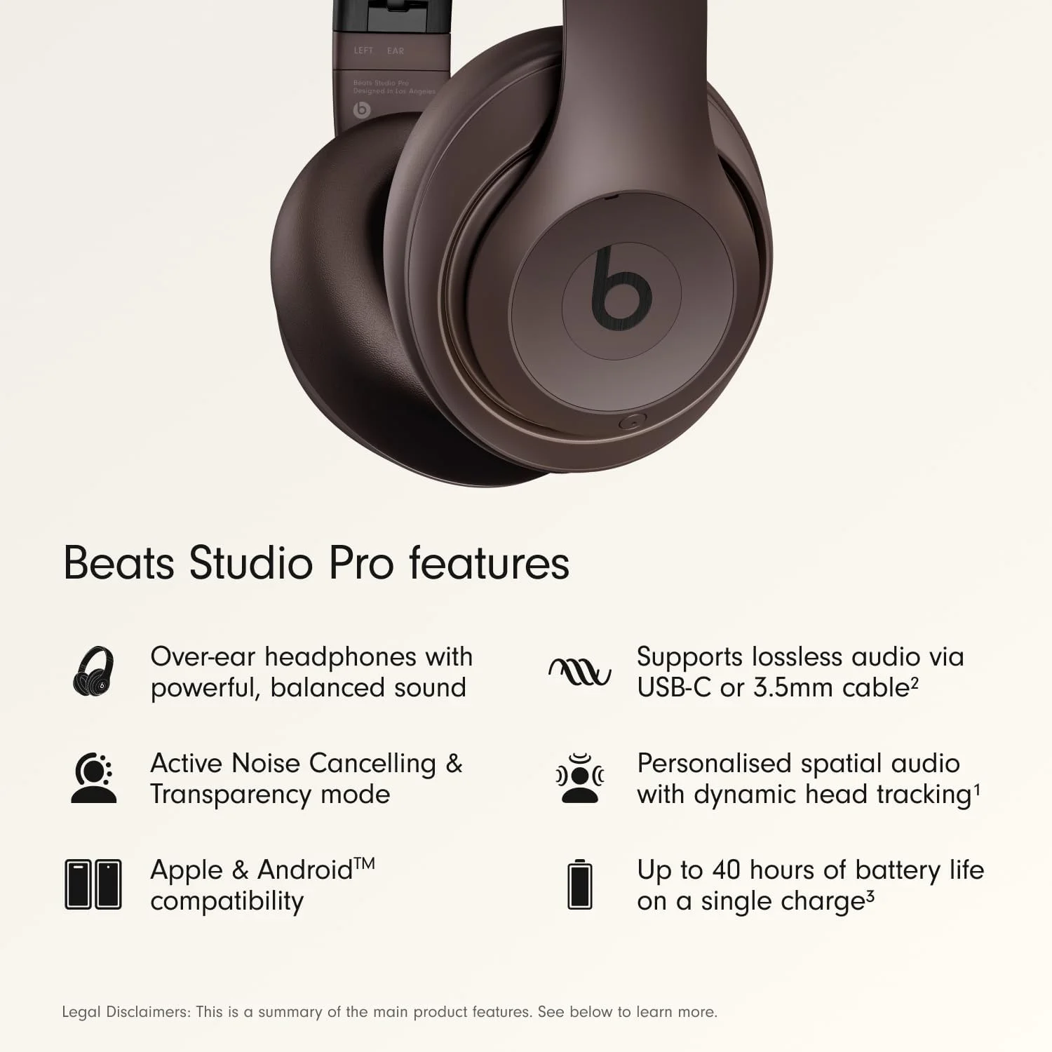 Beats Studio Pro - Marrón intenso — Audífonos over-ear premium con ANC, hasta 40h