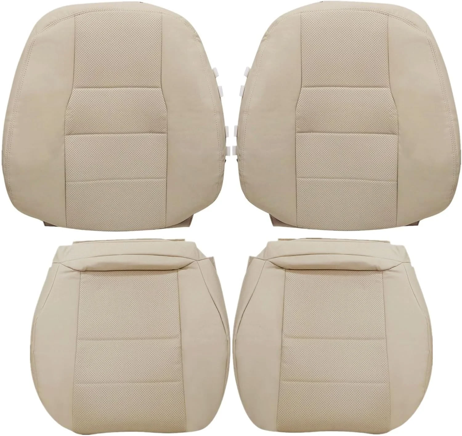 Fundas de asiento delantero Nlqr 4 piezas cuero microfibra marfil para Mercedes Benz GLK y C Series