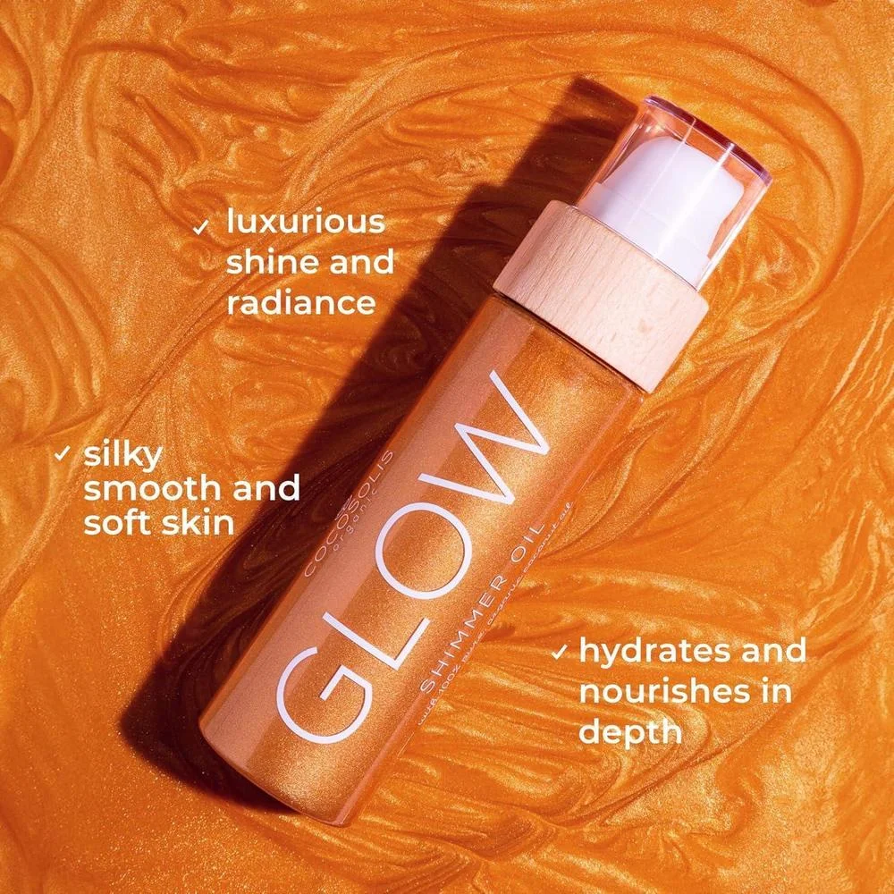COCOSOLIS GLOW Aceite Iluminador | Aceite Seco Natural Iluminador con Partículas Brillantes | Deja la Piel Radiante e Intensifica un Bronceado Dorado | Sensación Lujosa | 110ml