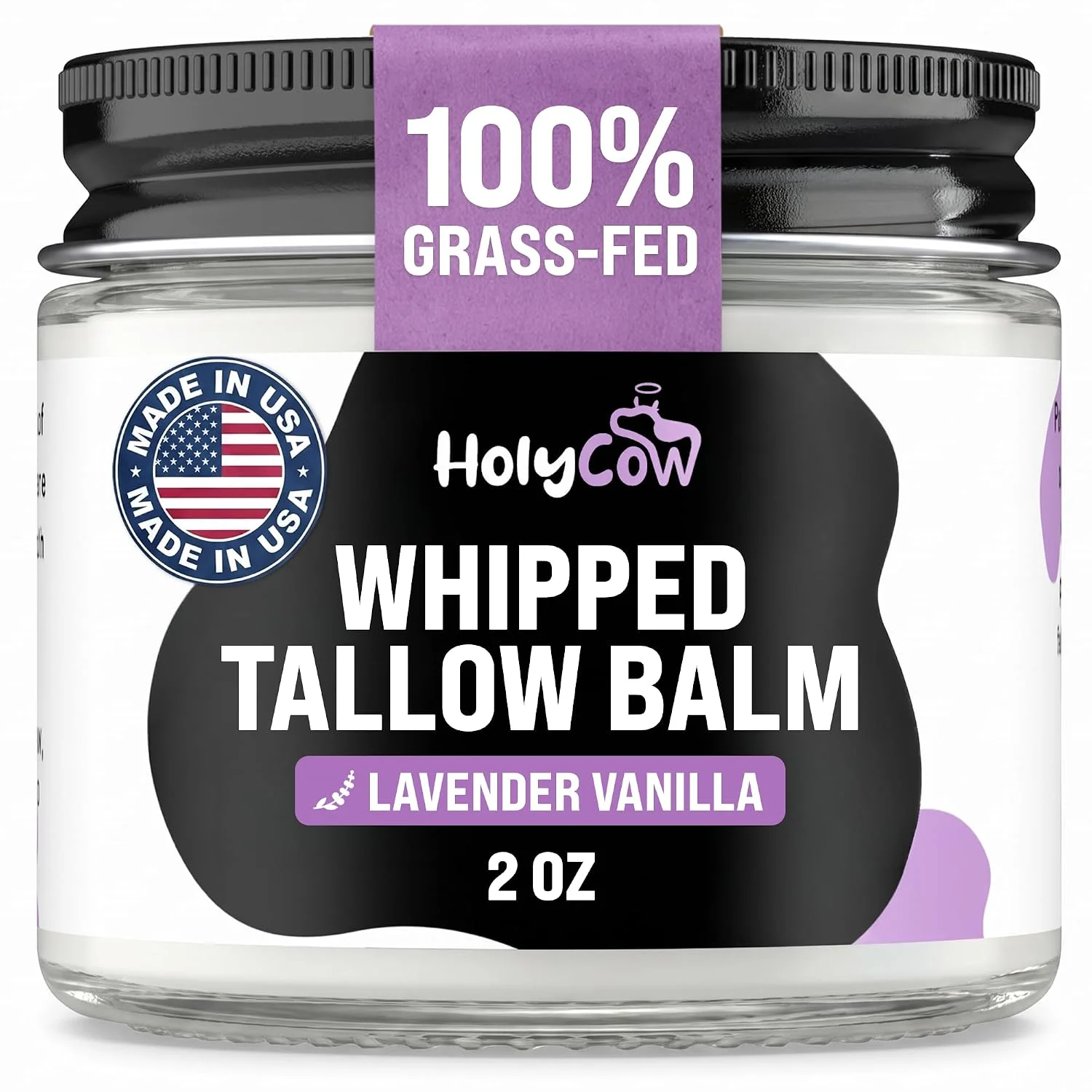 HolyCow Grass Fed Beef Tallow For Skin, Jojoba Oil, 2 Oz - Lavender Vanilla
