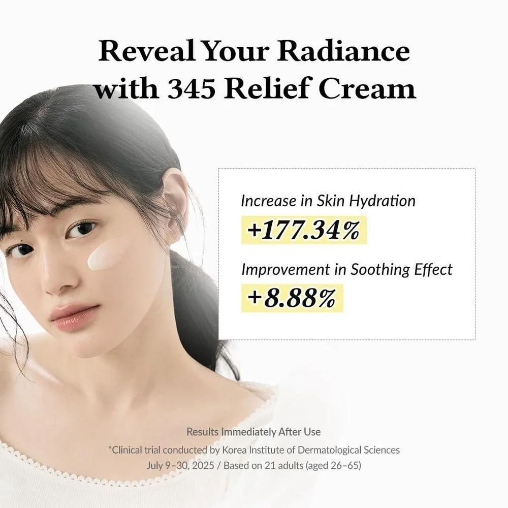 345 Relief Crema + Hidratante con Niacinamida y Agua de Hoja de Árbol de Té 50ml