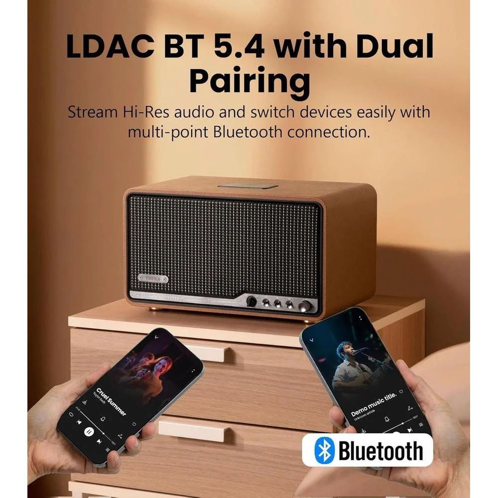 Edifier S300 Altavoz Hi-Fi de alta resolución para emparejamiento inalámbrico con entradas AirPlay 2 y diseño Retro