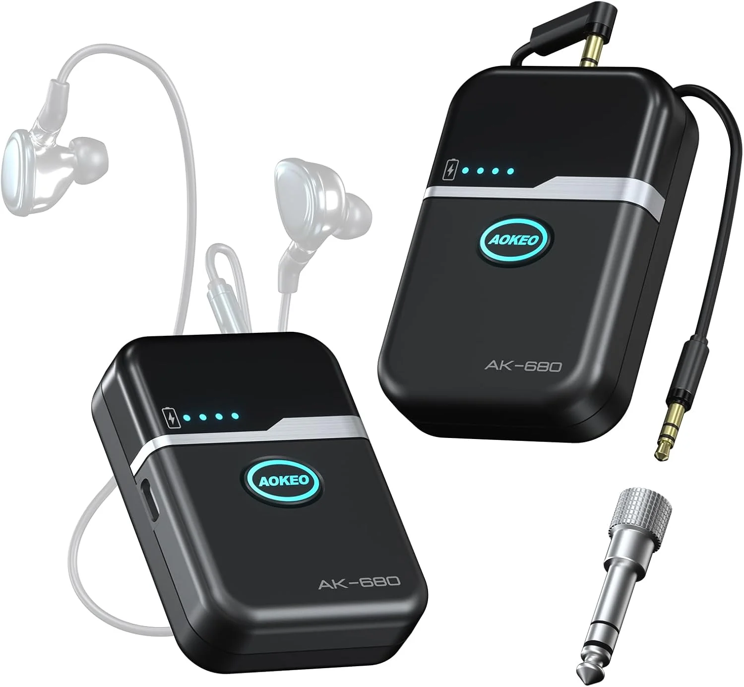 Sistema de monitoreo inalámbrico in-ear Aokeo AK-680 5.8G profesional con transmisor y receptor