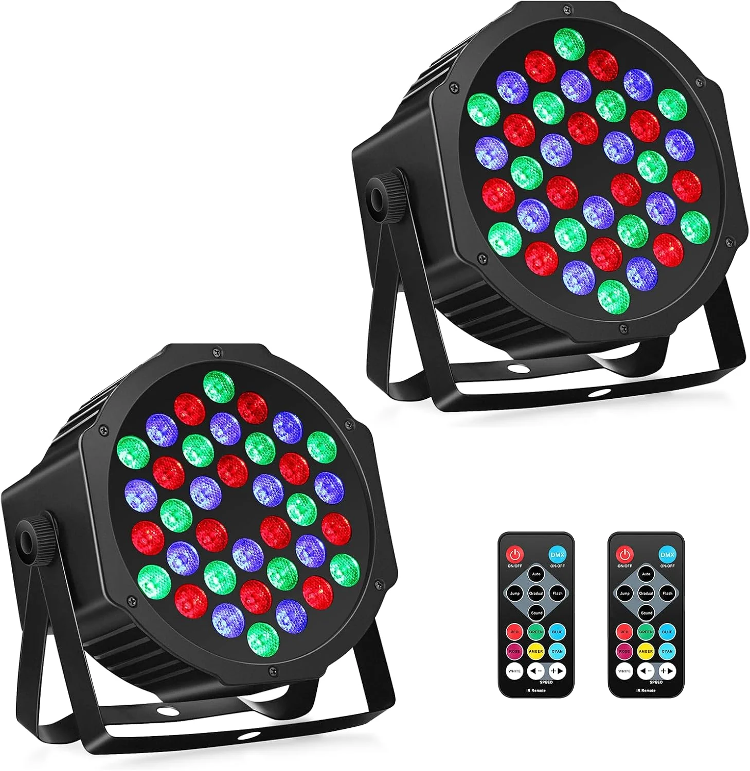 Battery Powered Stage Par Lights: 36W RGB Rechargeable Par Can 2Pack - 6 to 15Hours Working Time - Remote DMX Control Uplights for Event Chruch Wedding Mobile DJ Party Music Dance Band Club Live Show