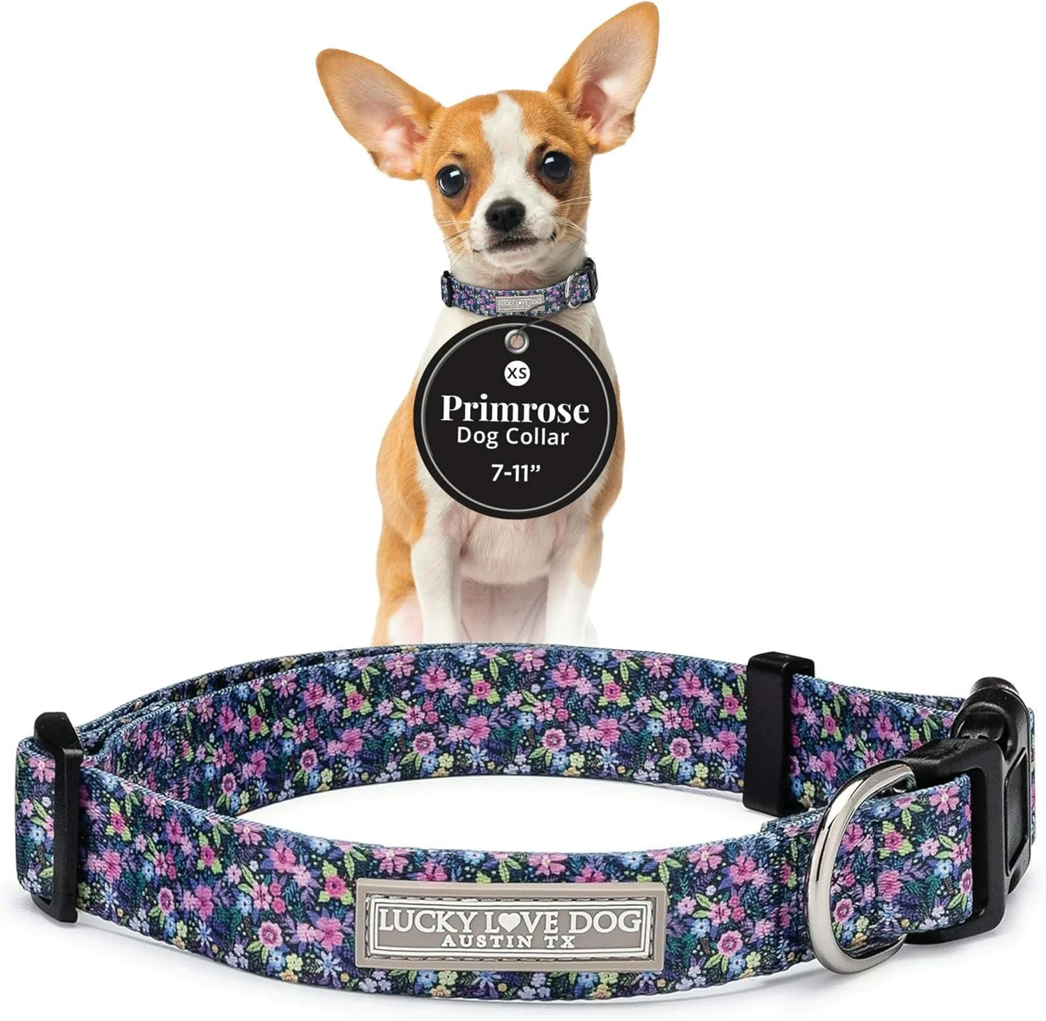 Collar Lucky Love Dog Primrose para cachorros y perros pequeños, talla X-Small