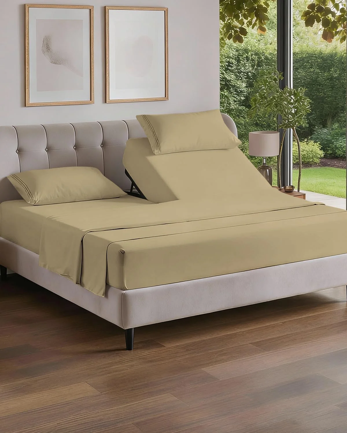 Juego de sábanas Split King 4 piezas CGK Unlimited beige