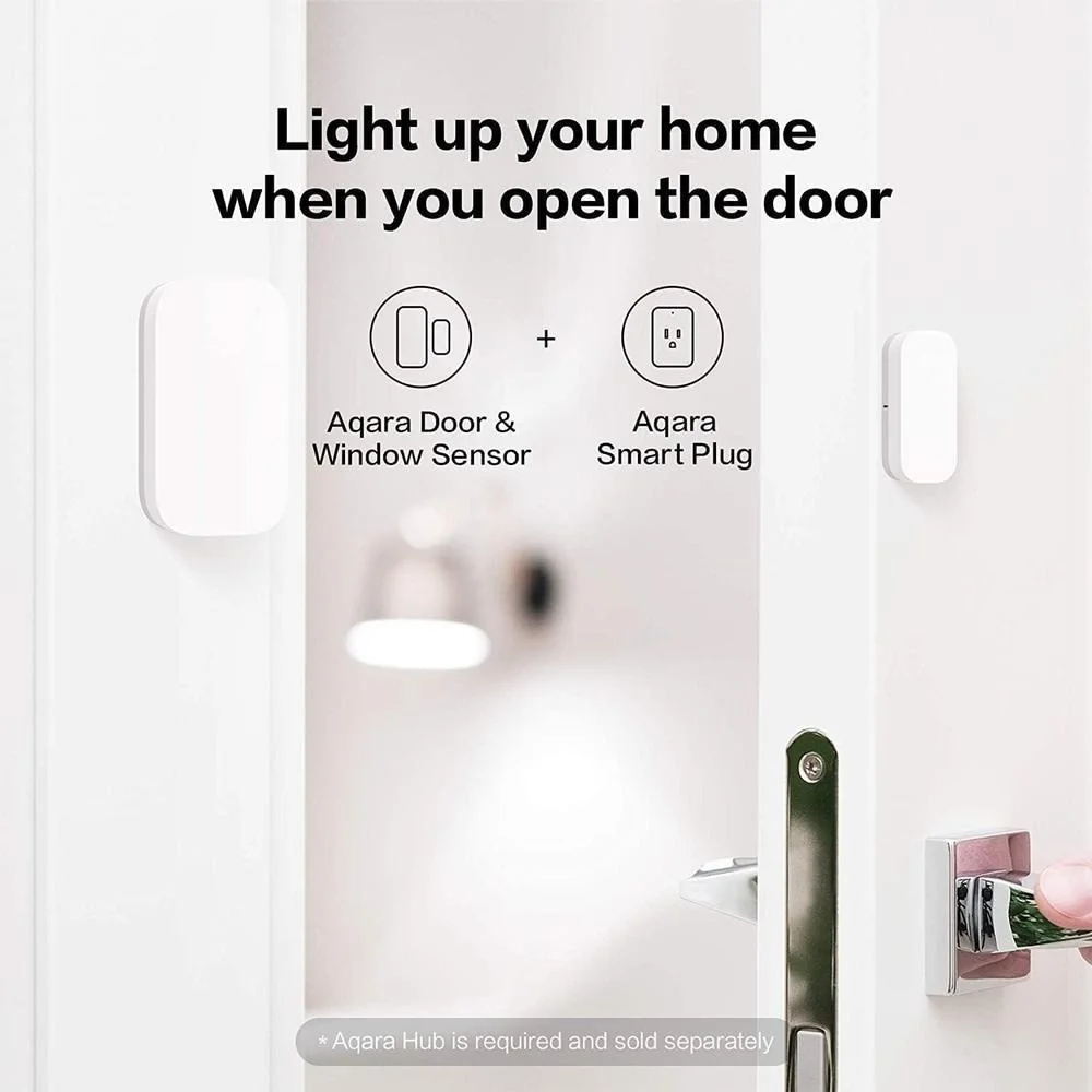 Aqara - Paquete de 3 sensores Zigbee de puerta y ventana, sensor inalámbrico mini para automatización y seguridad