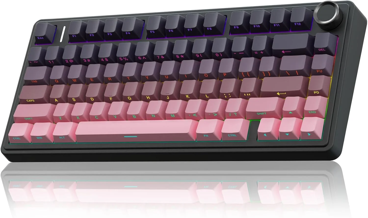 Teclado mecánico Aula F75 Pro inalámbrico 75% Rosa y Negro