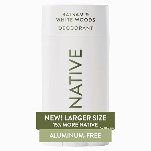 Native Aluminum Free Deodorant, Balsam & White Woods, Large Size Stick, 72 Hour Odor Control, for Women & Men, Contains