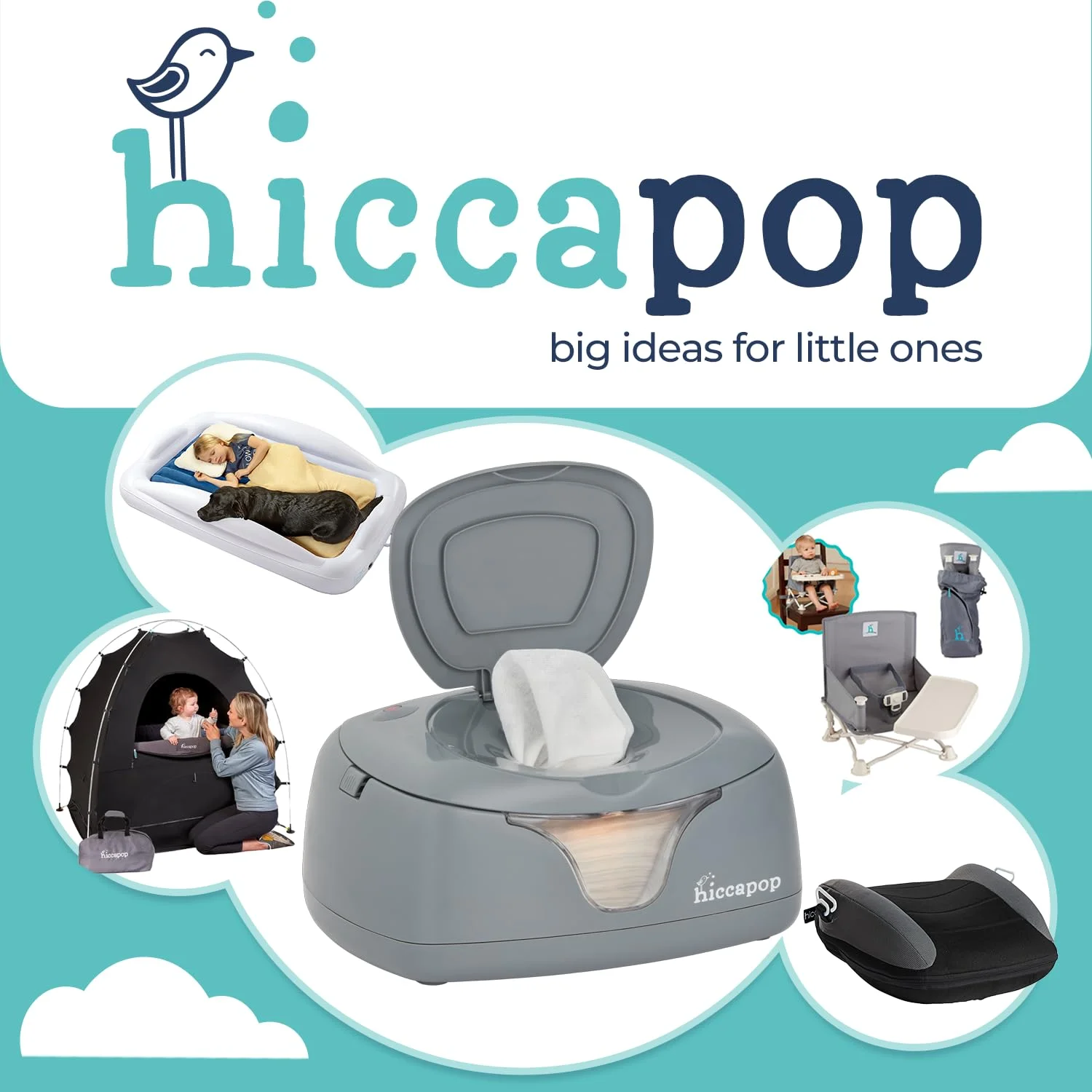 Hiccapop Calentador y Dispensador de Toallitas Húmedas Gris