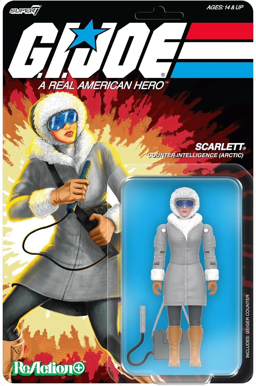 Super7 Reaction+ G.I. Joe Arctic Scarlett - 3.75" G.I. Joe Action Figure with Accessories - Classic Cartoon Collectibles and Retro Toys