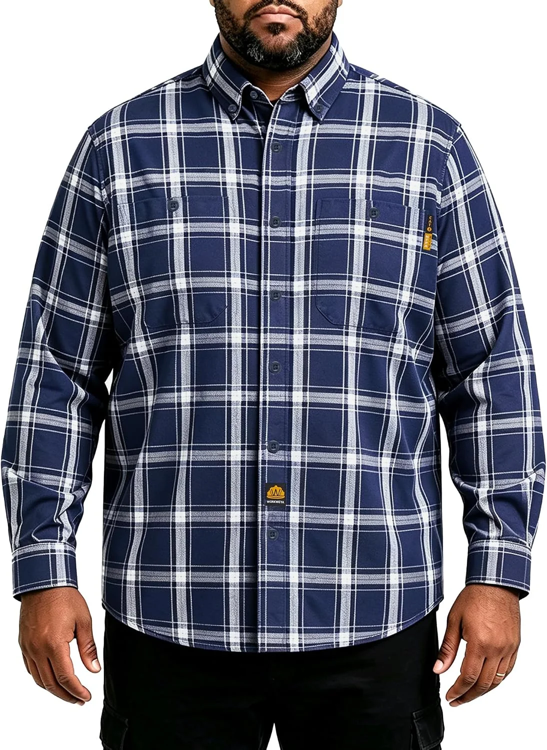 Camisa de trabajo resistente al fuego Workweya cuadros manga larga
