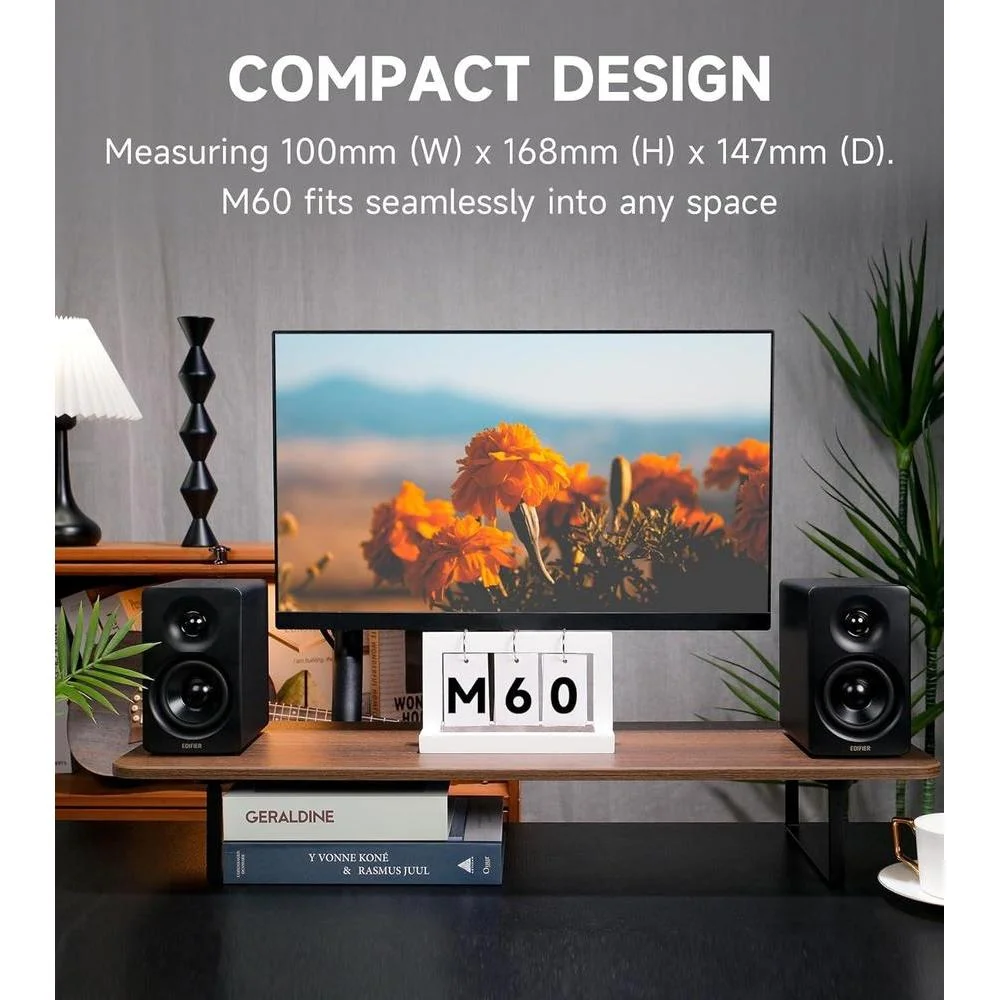Edifier Altavoz Multimedia M60 con Bluetooth 5.3, 66W RMS y Audio de Alta Resolución, LDAC, Entradas USB-C y AUX, Diseño Compacto para Escritorio