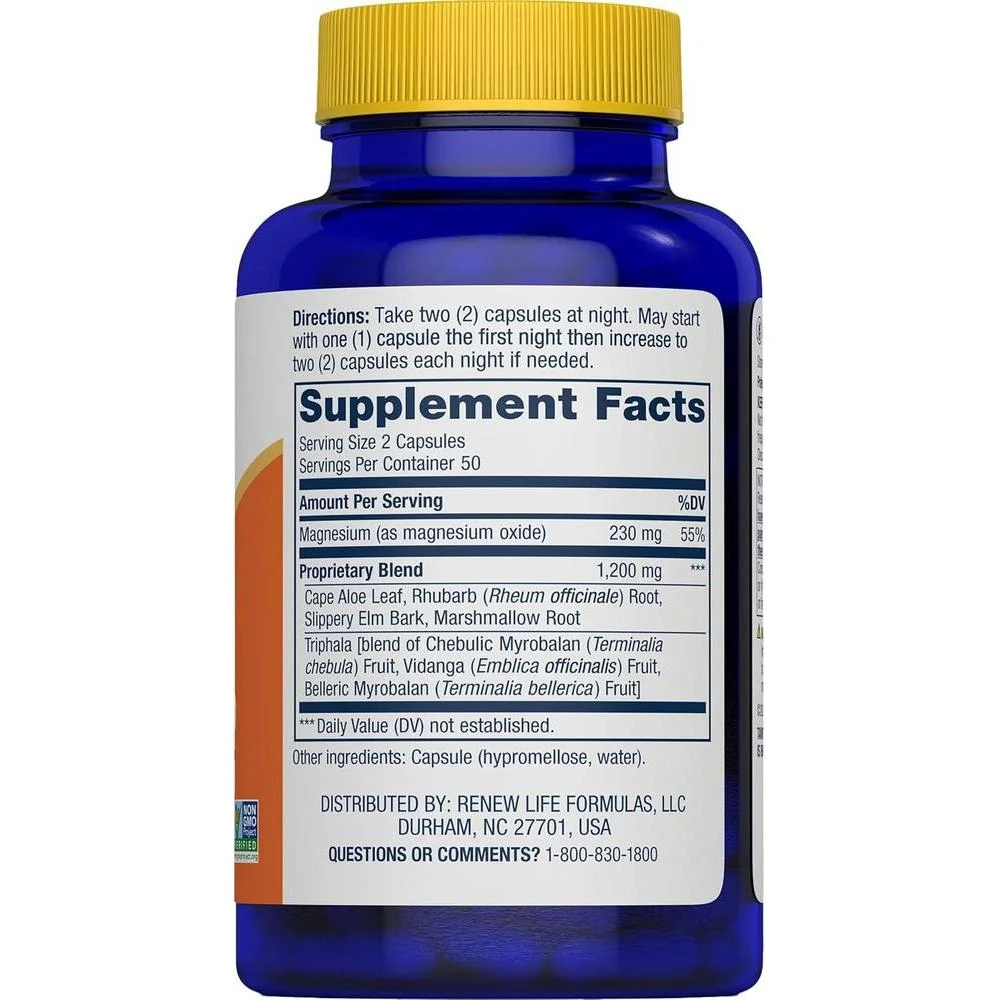 Renew Life Cleanse More Detox, fórmula herbal para la regularidad, sin gluten, lácteos ni soja, 100 cápsulas vegetarianas