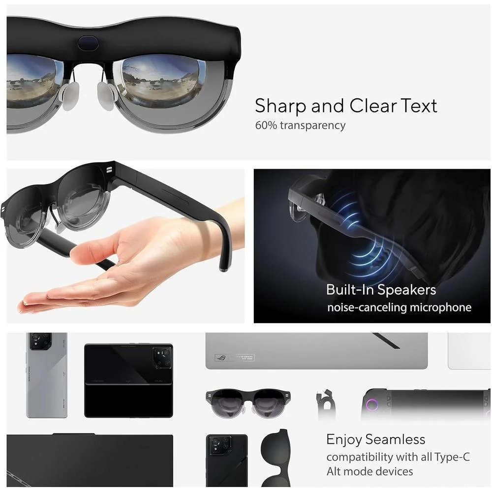Gafas AR Inteligentes ASUS AirVision M1 con pantalla Micro-OLED, altavoces y conectividad USB-C