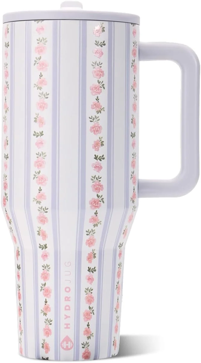 Vaso Tumbler HydroJug Traveler 32oz con Asa y Popote Primrose