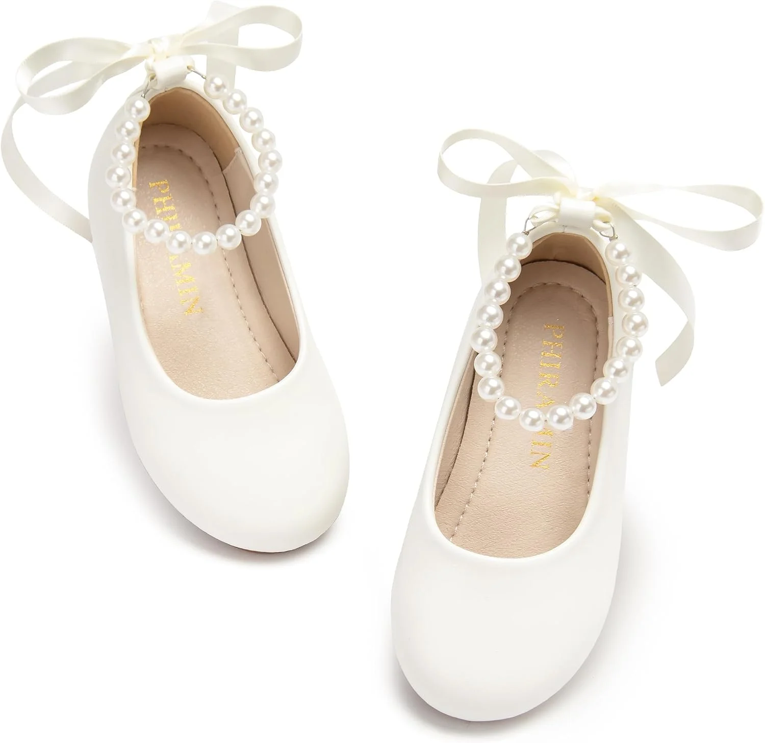 Zapatos de ballet Phiramin para niña con correa de perla