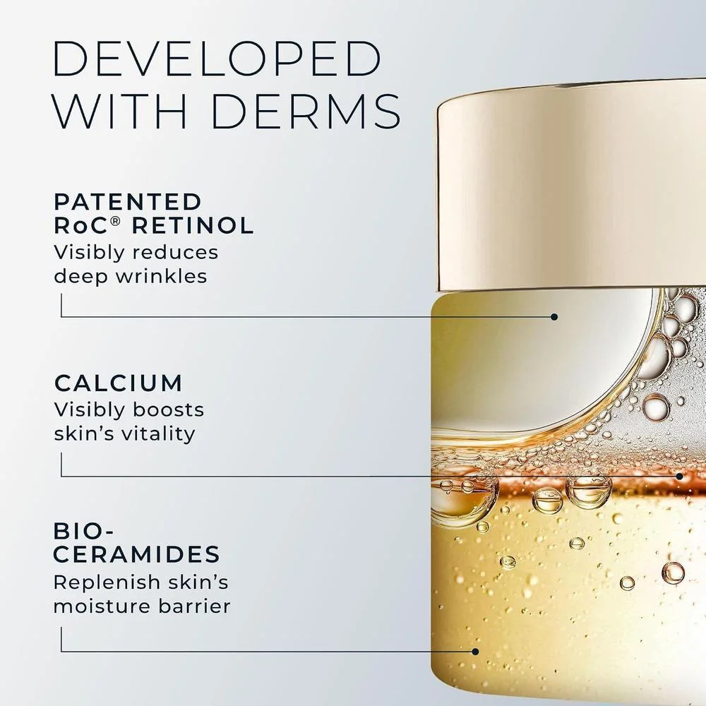 RoC Crema Rica para Arrugas, Sin Fragancia, Antienvejecimiento para Hombres y Mujeres