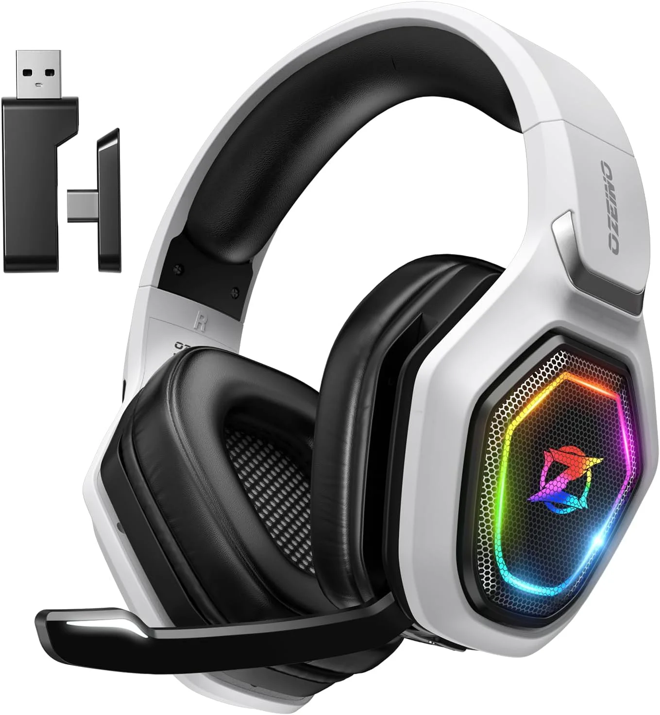 Ozeino Wireless Gaming Headset for PS5, PC, Switch| Lossless Audio-40H Batt - Red