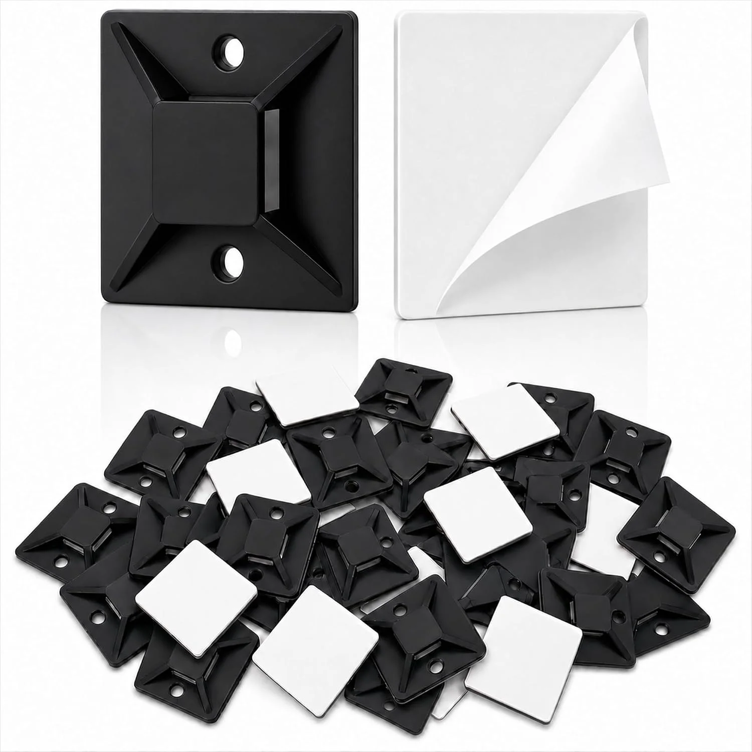 Amarracables adhesivos 1 pulgada negro 500 piezas SeuYeugX