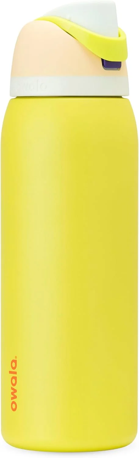 Botella de agua Owala FreeSip acero inoxidable 40 oz color limón