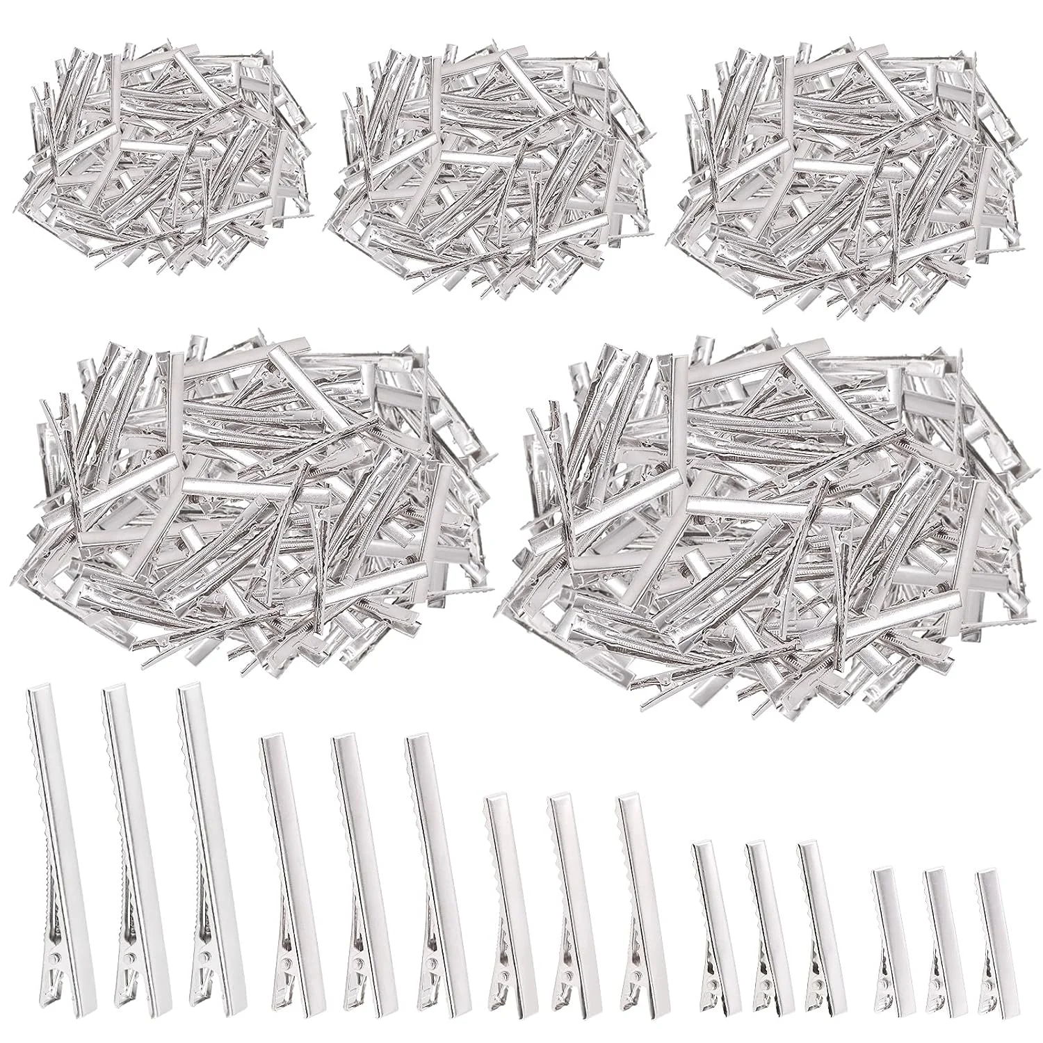 Clips para cabello tipo cocodrilo Swpeet 270 piezas 5 tamaños plateado