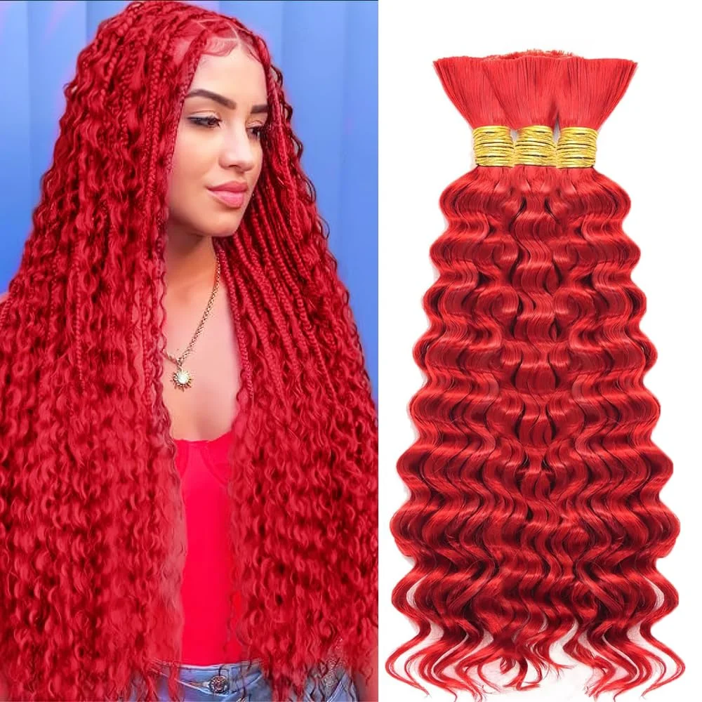 Cabello para trenzas Lakaisa Boho rojo vino ondulado 18 pulgadas 150g 3 paquetes