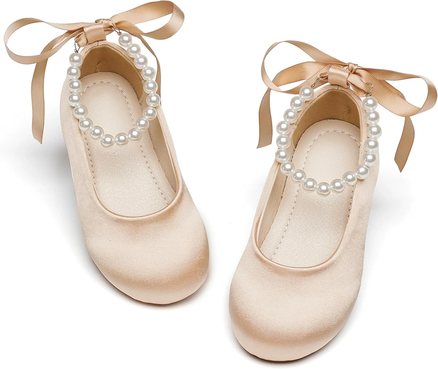 Zapatos de ballet Phiramin para niña con correa de perla