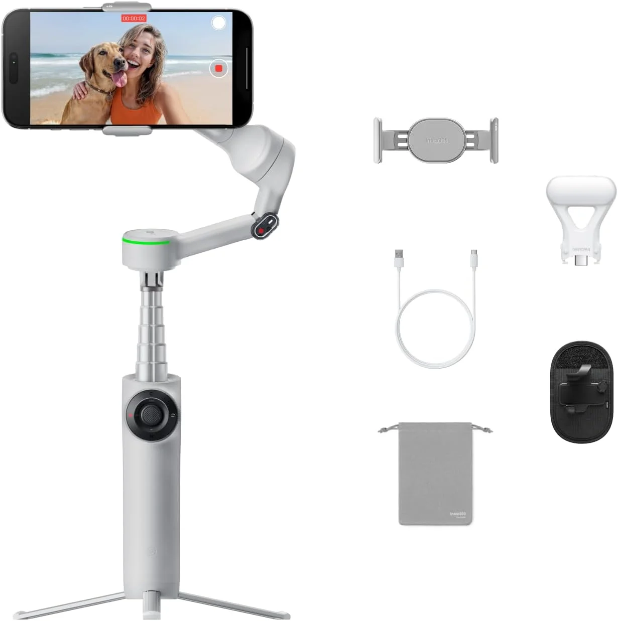 Insta360 Flow 2 Pro - Stone Grey — Estabilizador gimbal para celular con IA