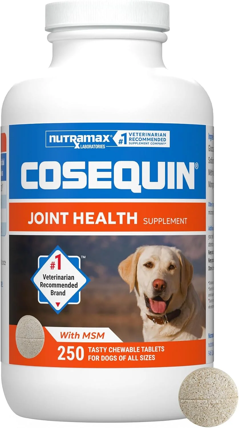 Suplemento articular Nutramax Cosequin para perros con MSM y HA, 250 tabletas masticables