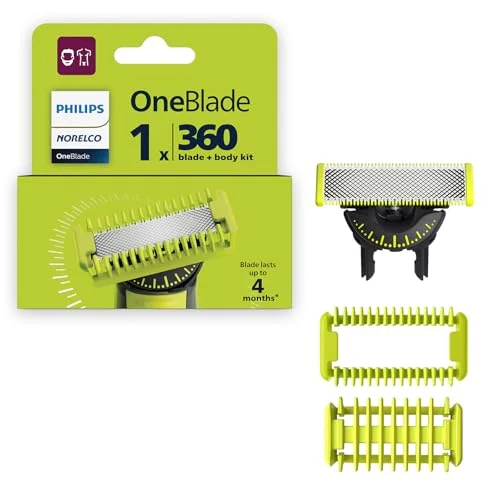 Hoja de repuesto Philips Norelco OneBlade 360 con protector y peine corporal