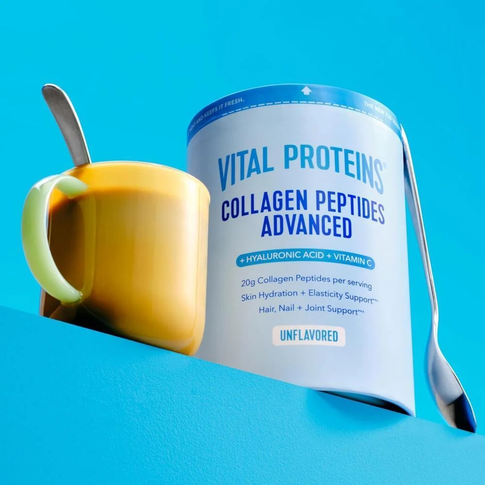 Vital Proteins Collagen Peptides sin sabor con ácido hialurónico y vitamina C, mejora piel y articulaciones