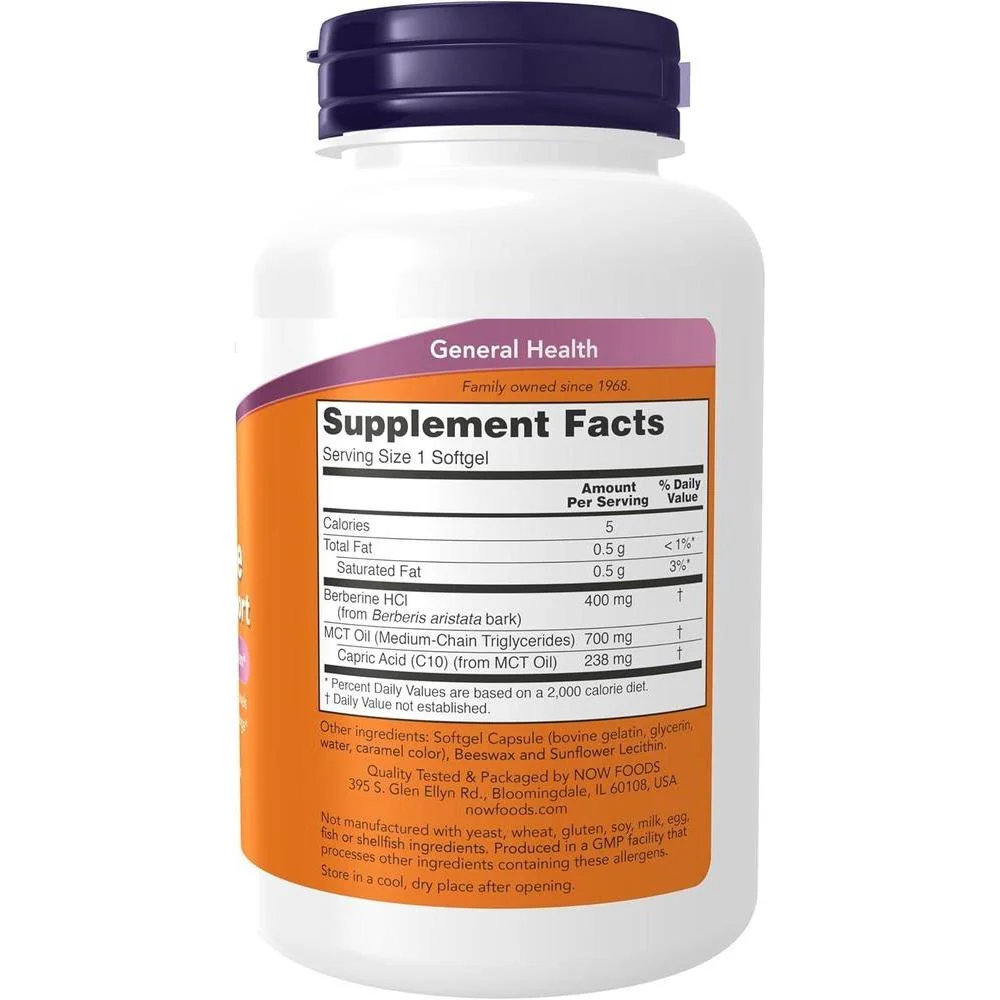 NOW Foods Berberina + MCT Oil - Información nutricional